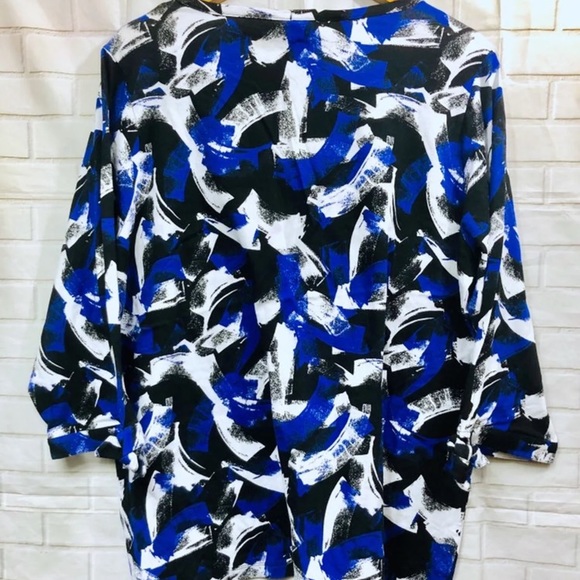 Anne Klein Brush Strokes Tie Sleeve Top 2X NEW - Picture 5 of 8